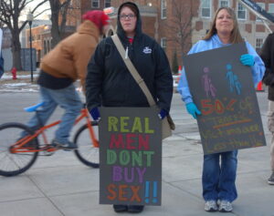 Supporters attended a vigil outside the State Capitol on January 11, 2015 to remember victims of human trafficking.