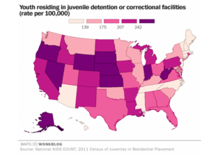 Recent data published in the Washington Post  shows Nebraska has one of the nation’s highest rates of youth residing in juvenile detention or correctional facilities.