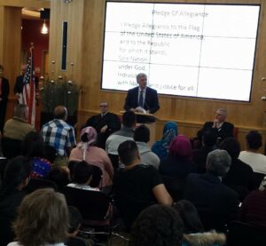 Lincoln Mayor Chris Beutler spoke at a naturalization ceremony for 29 new American citizens. 